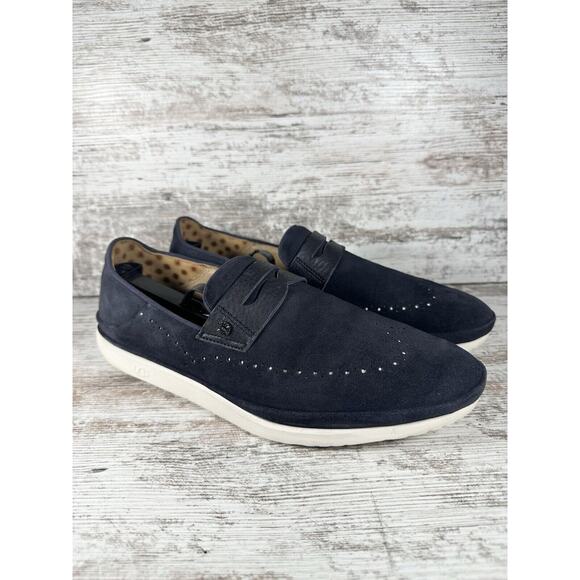Men's UGG Cali Blue Suede Wingtip Penny Loafers Sz 11.5 - Picture 1 of 9